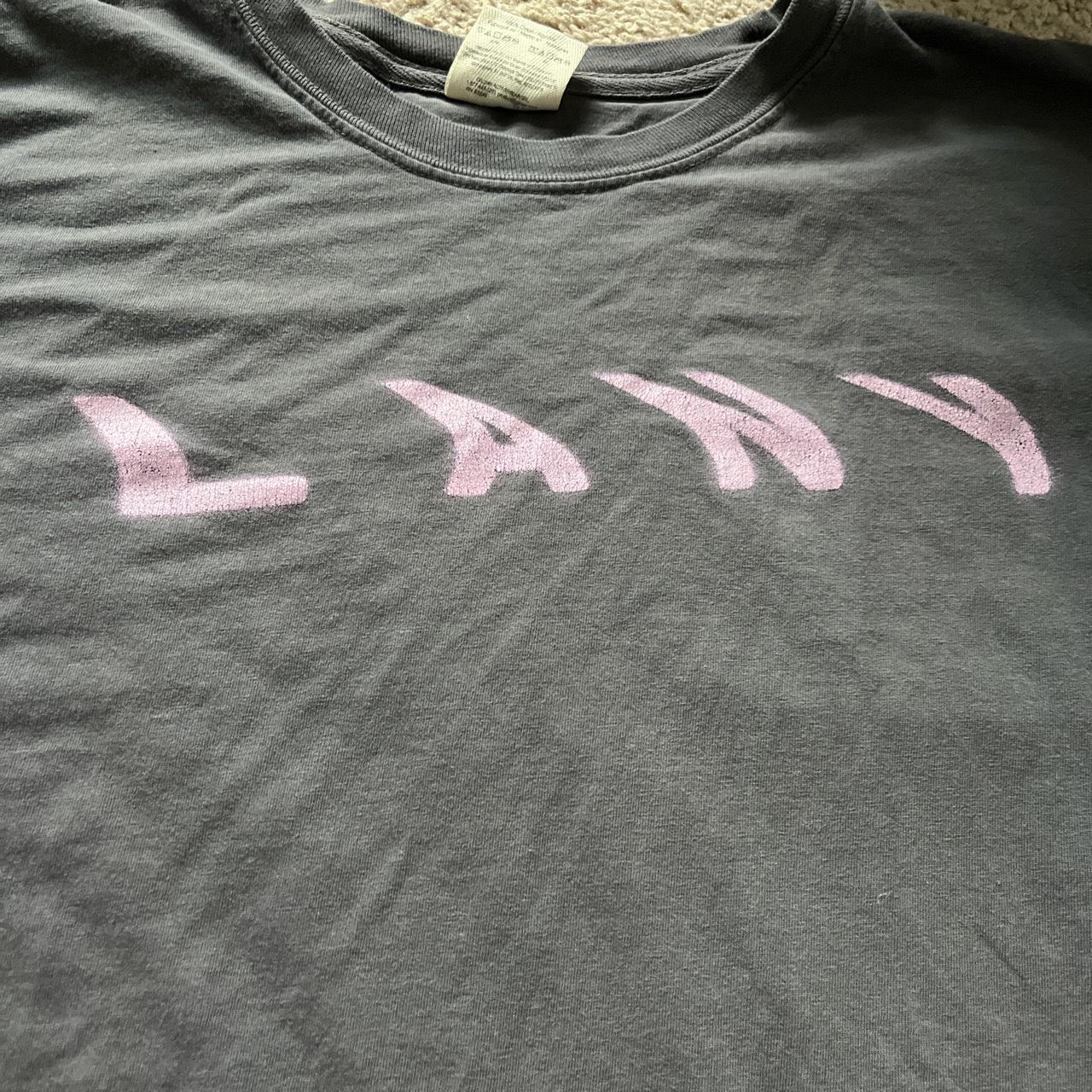 authentic lany merch gray shirt with pink lettering - Depop