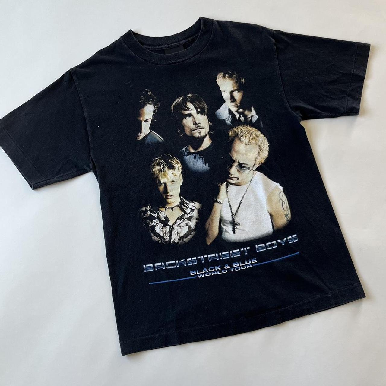 VINTAGE RARE BACKSTREET BOYS BLACK AND BLUE TOUR TEE... - Depop