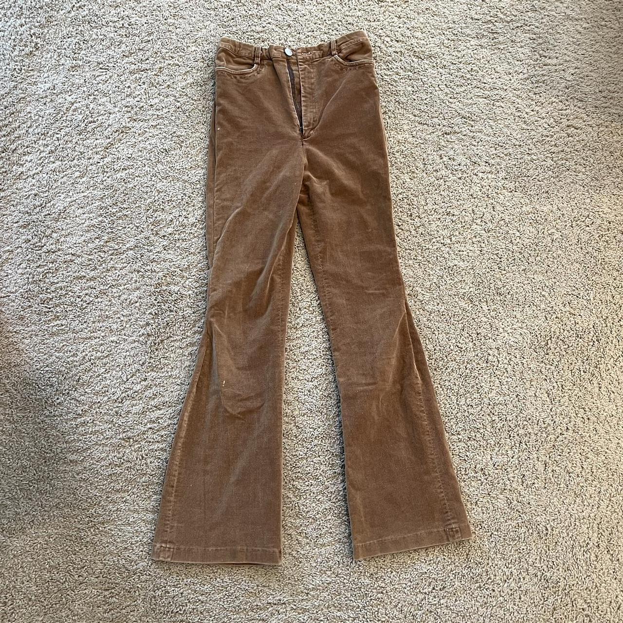 brown corduroy flare pants - Depop