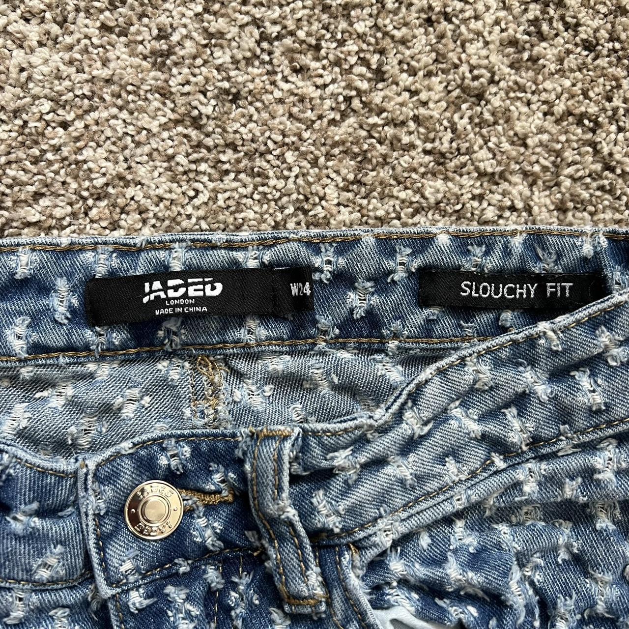 swag y2k distressed cross pattern jeans by JADED - Depop