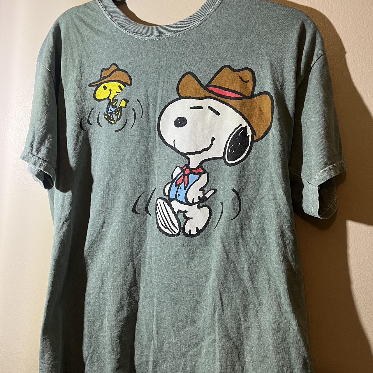 Peanuts Men's Green T-shirt | Depop