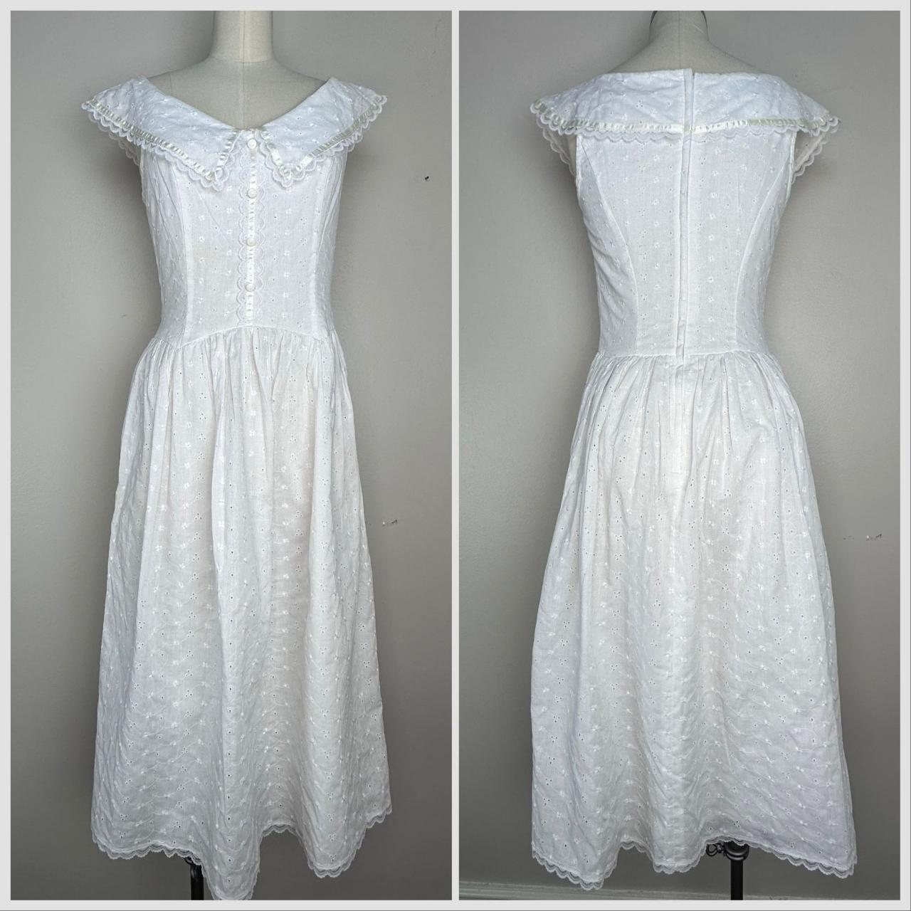 Gunne Sax Women S White Dress Depop