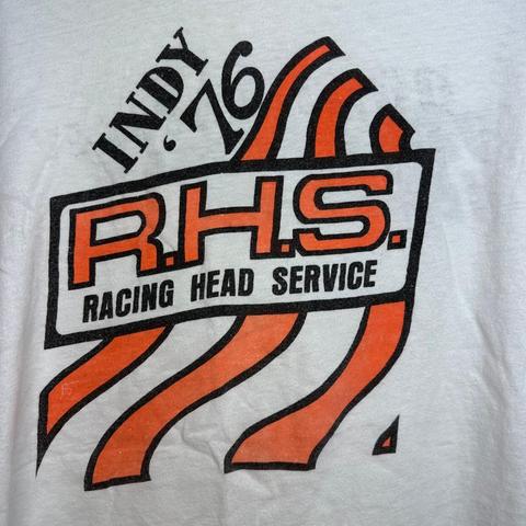 Vintage 1970s Indy 76 T-Shirt, Racing Head Service, - Depop