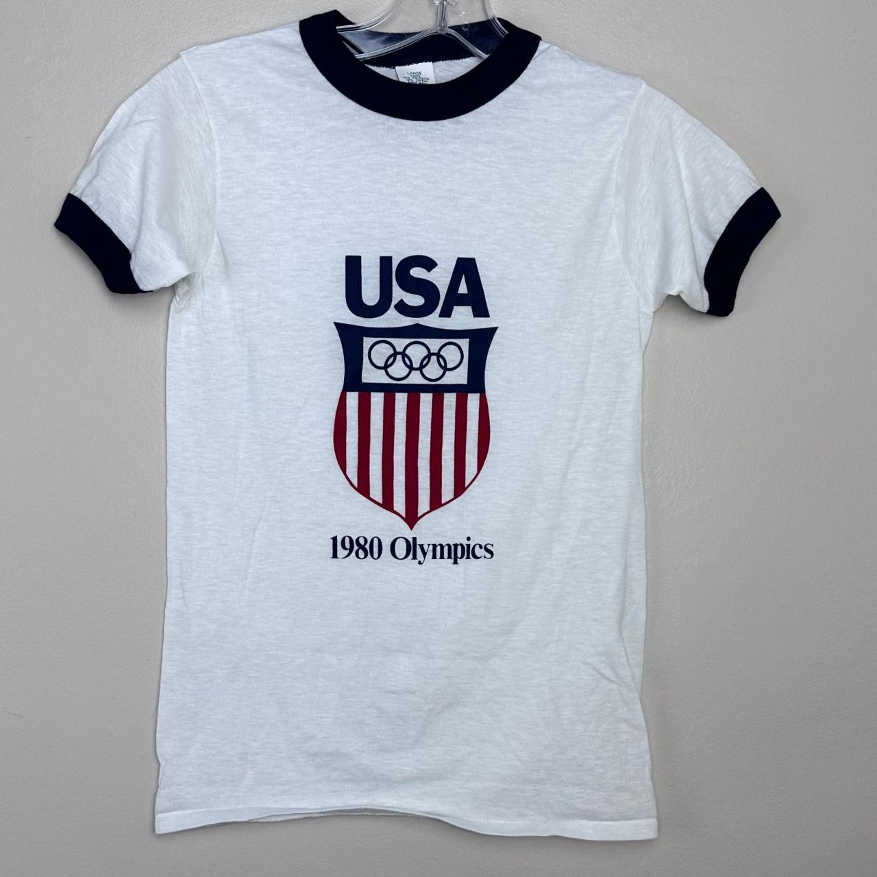 Vintage 1980 Olympics USA T Shirt Anvil Youth Depop