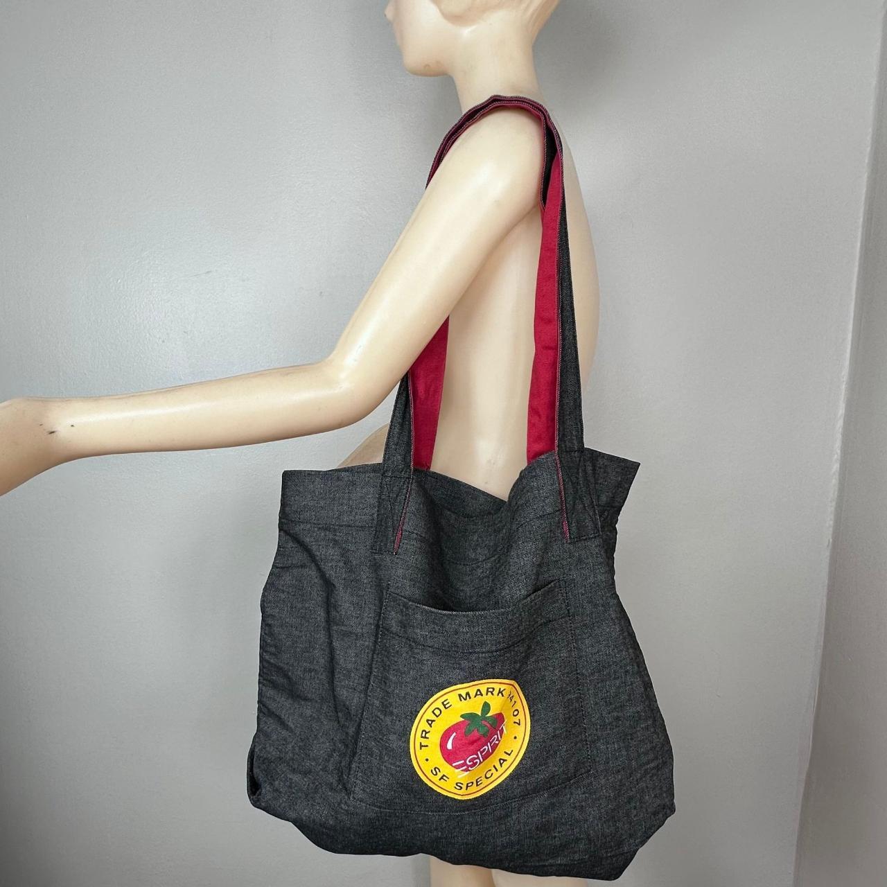 Vintage 1990s Esprit Large Denim Tote Bag Tomato Depop