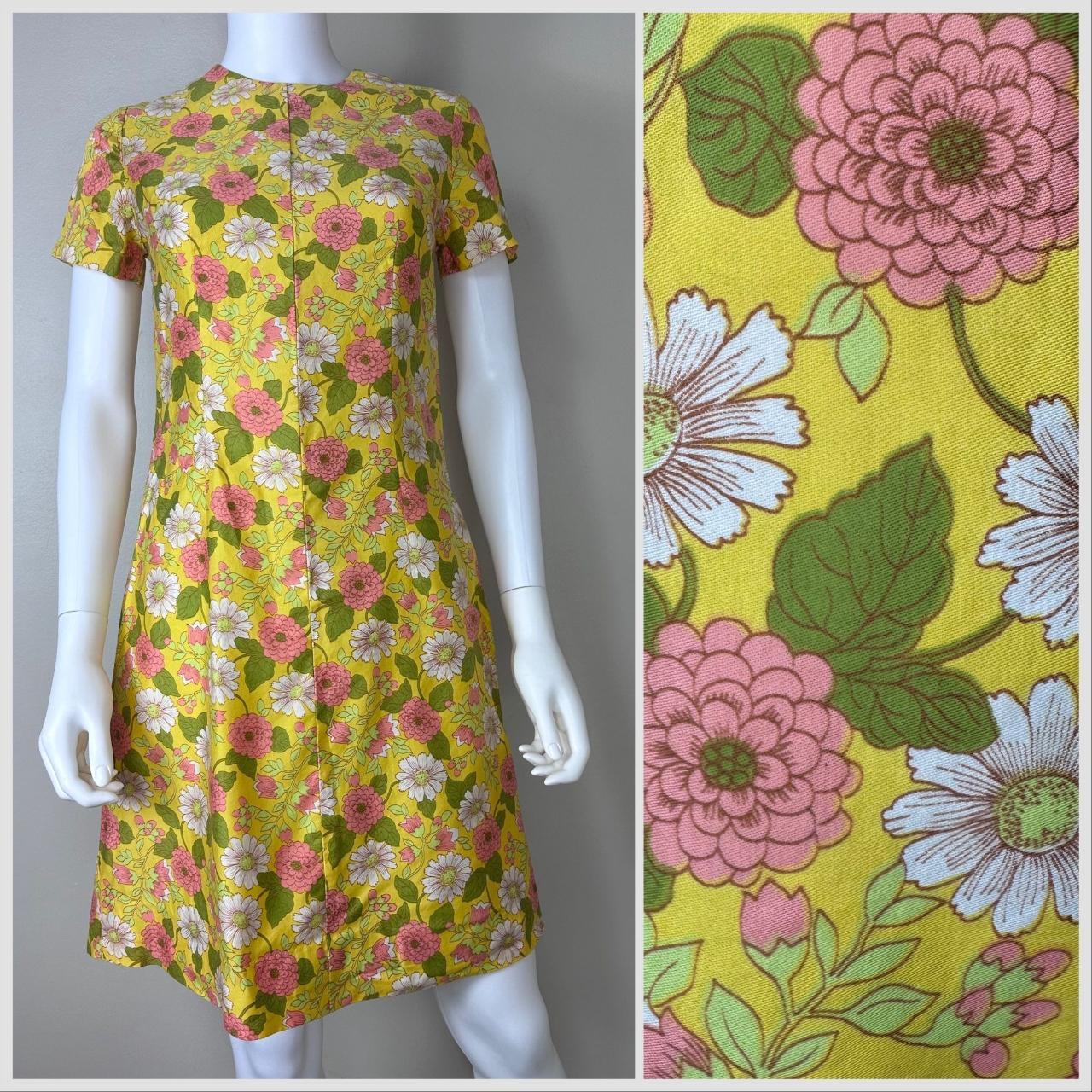 60s deals vintage handmade floral yellow dress