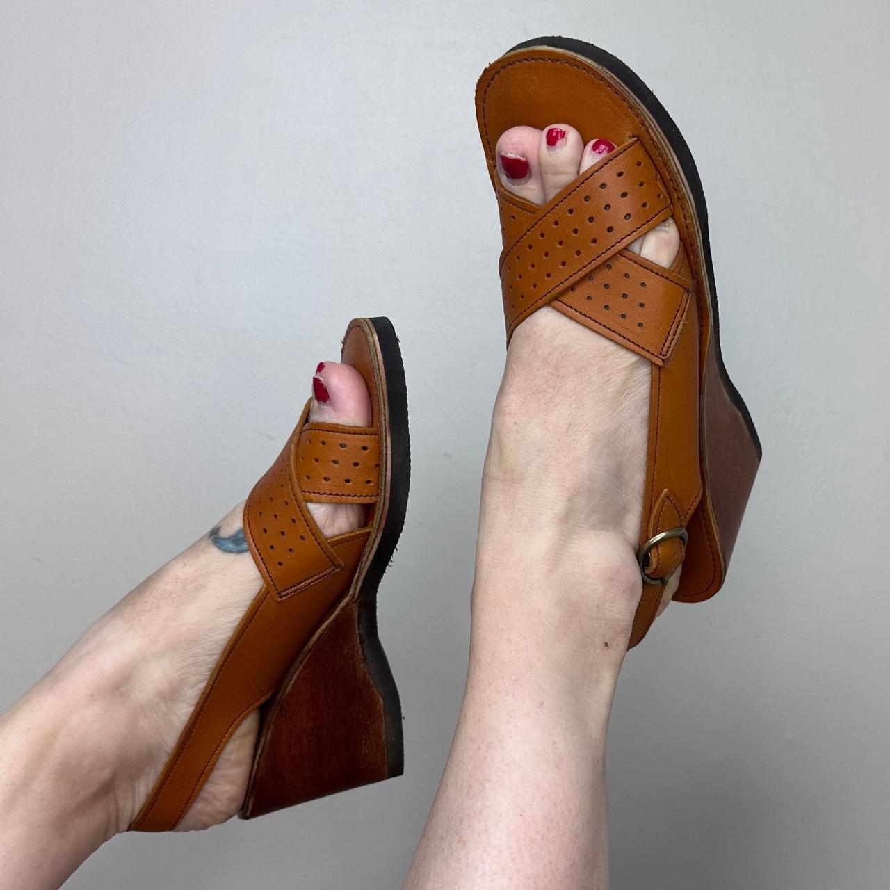 Vintage 1970s Brown Leather Sandals, Mason Shoe Depop