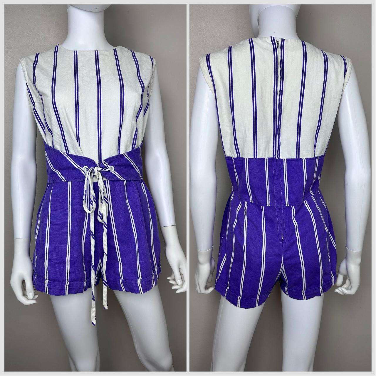 Purple and white romper shop