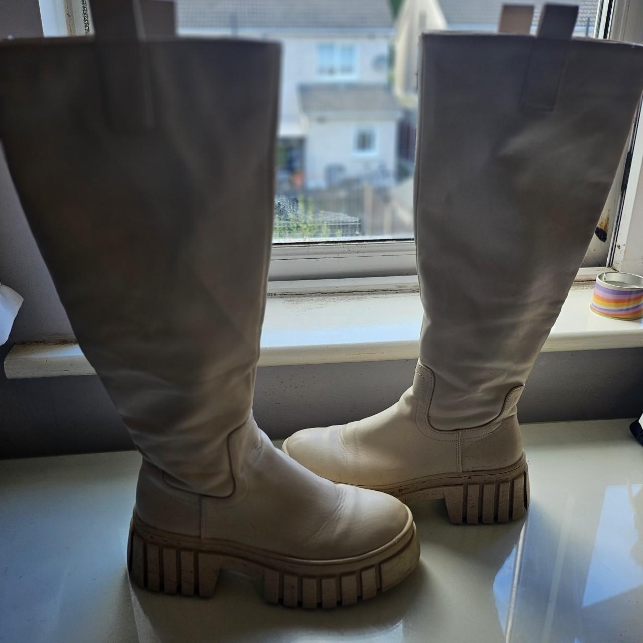 Primark High Wellington Boots Primark Cream Knee High Winter Size UK