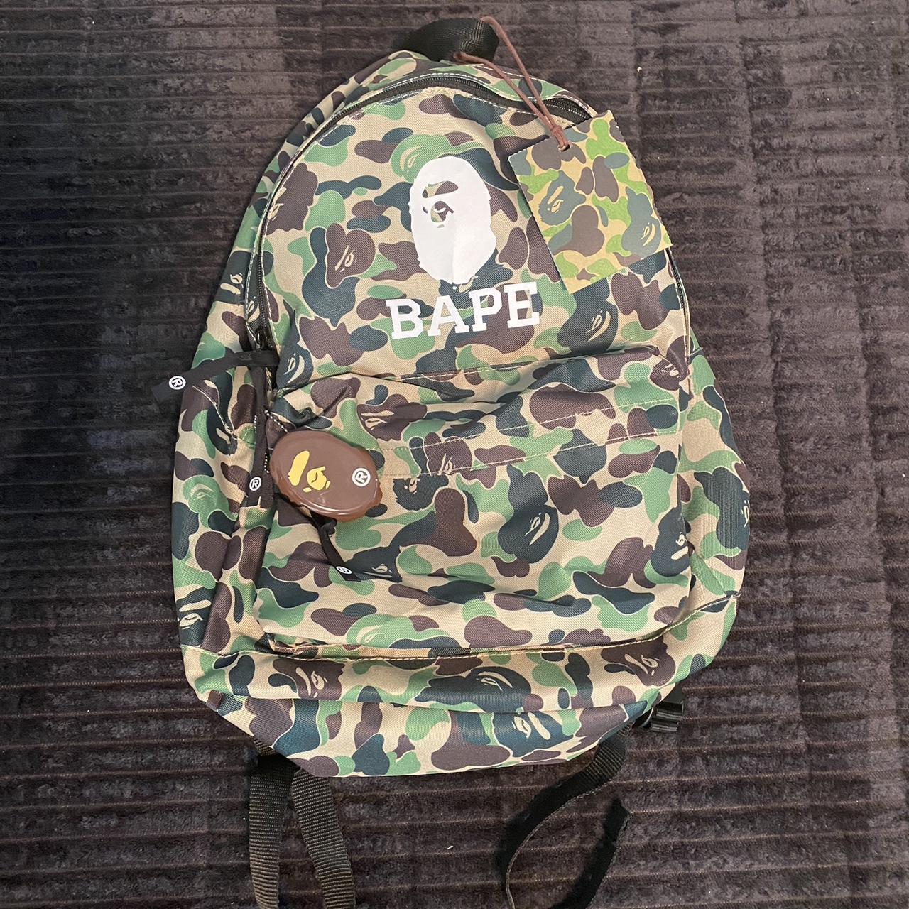 A Bathing Ape Bape Camo bookbag Backpack Green Black. Depop