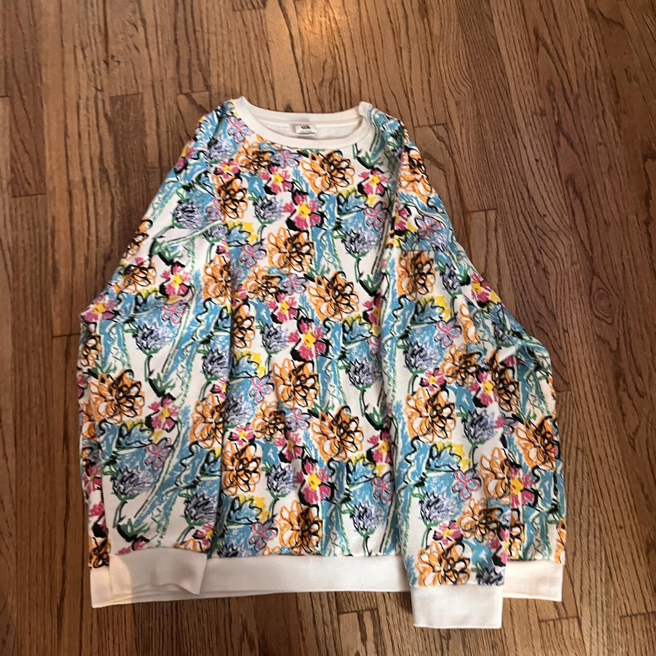 Lucy & Yak Drawn Flowers Crewneck Multicolor - Depop