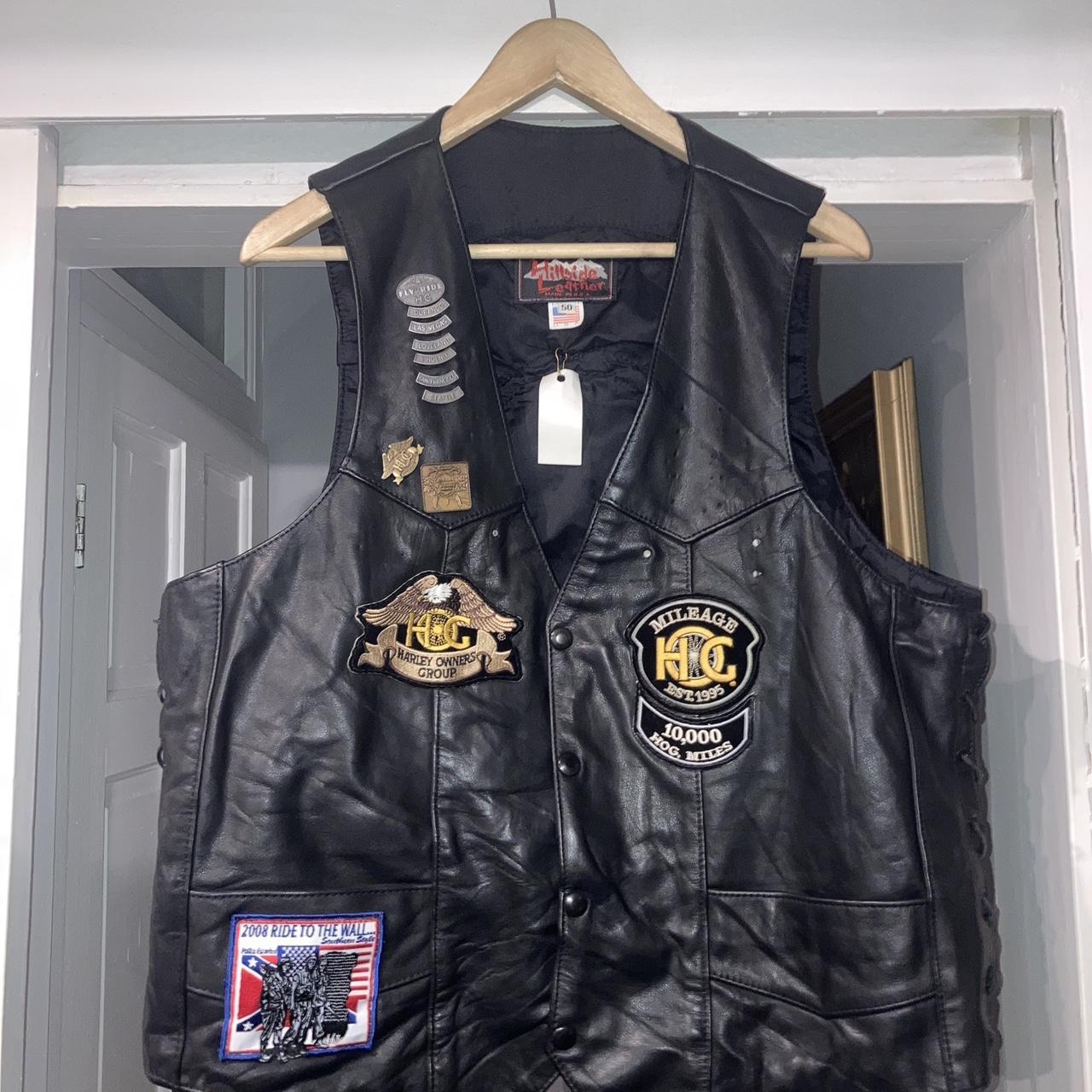 Hillside Leather Harley Davidson Motorcycle Vest... - Depop