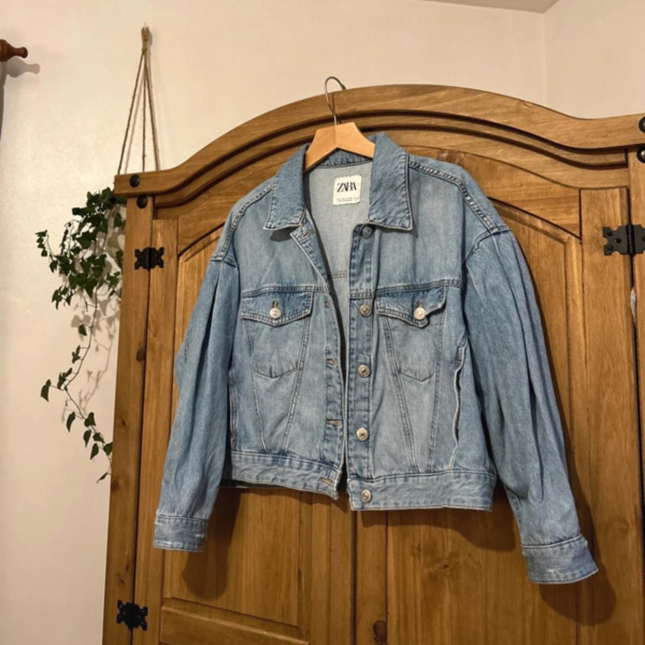 Denim jacket puff sleeves zara on sale