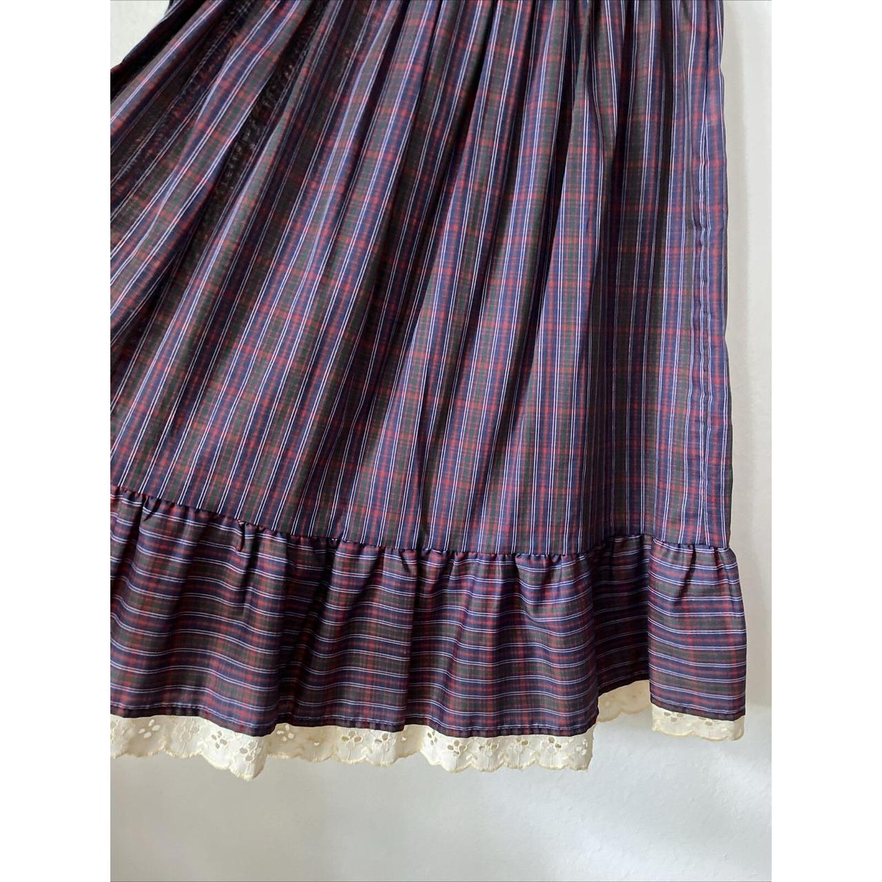 Women's Midi Skirt - Blue/Red - S – Vtg 70s 80s p… - image 7