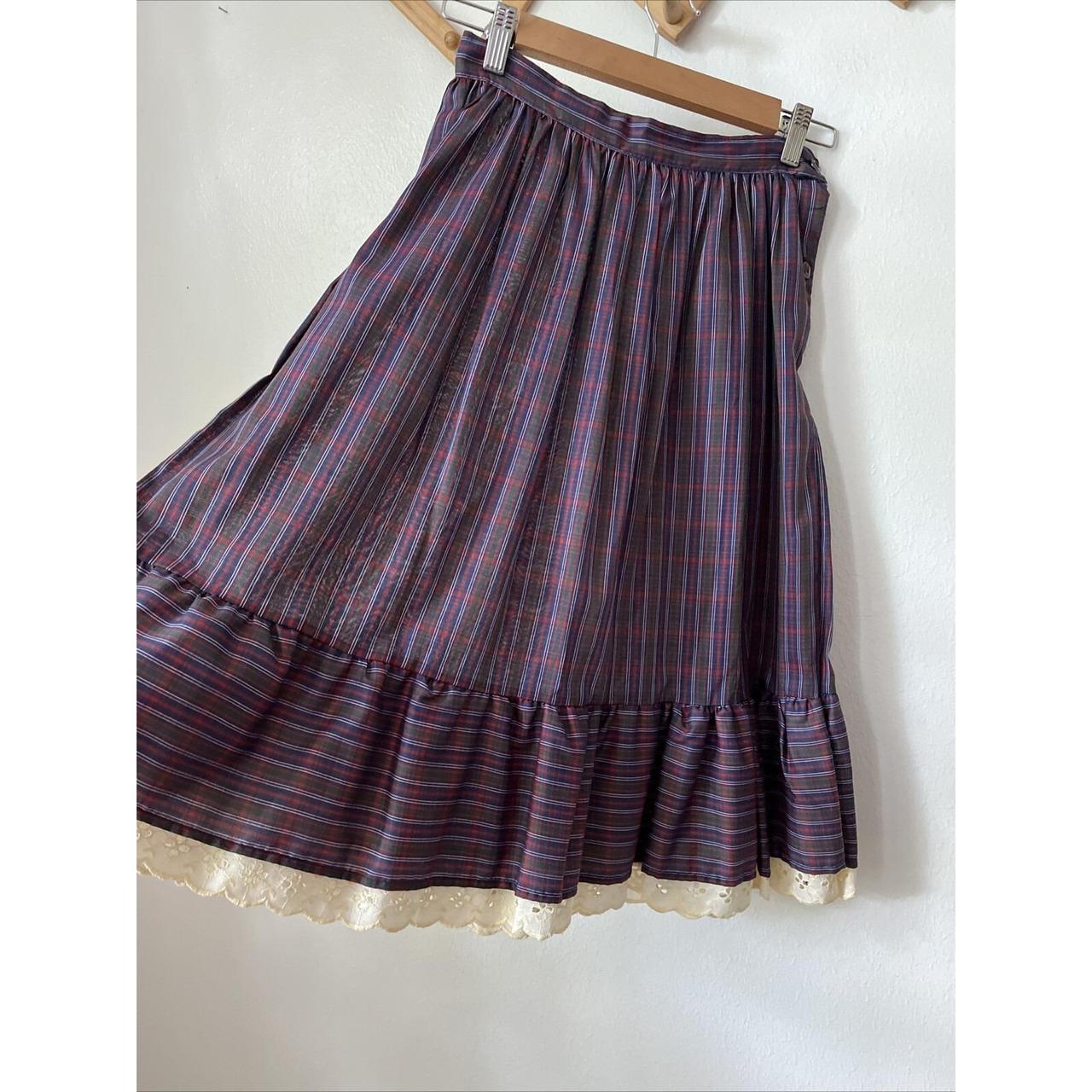 Women's Midi Skirt - Blue/Red - S – Vtg 70s 80s p… - image 2