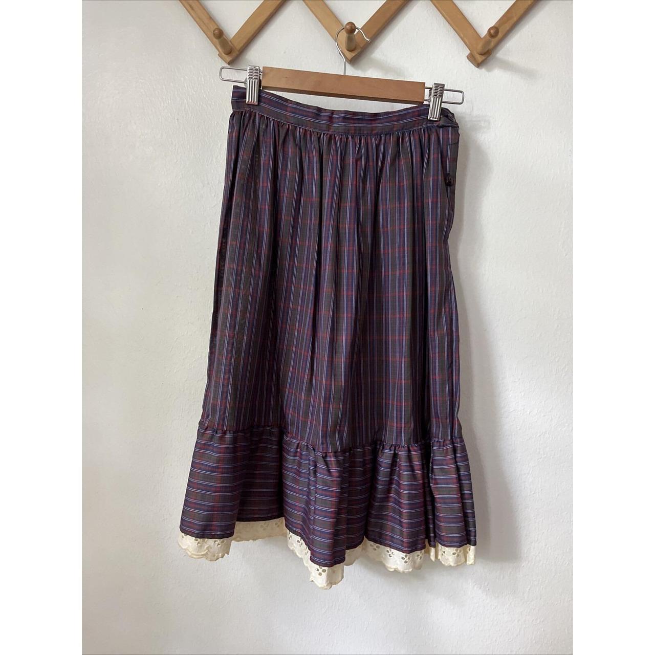 Women's Midi Skirt - Blue/Red - S – Vtg 70s 80s p… - image 1