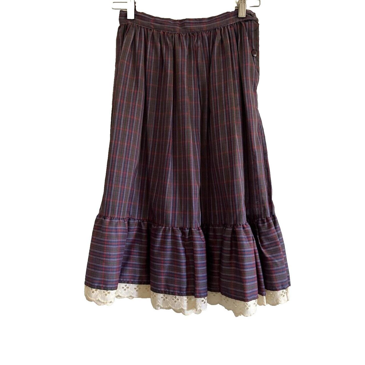 Women's Midi Skirt - Blue/Red - S – Vtg 70s 80s p… - image 8