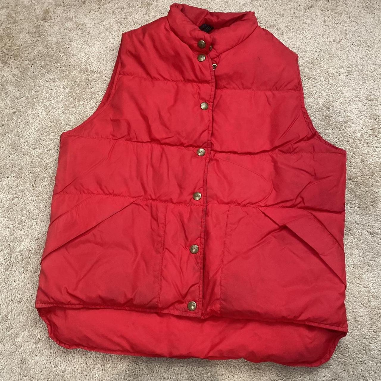 Vintage LL BEAN Red Puffer Goose Down Vest Made in... - Depop