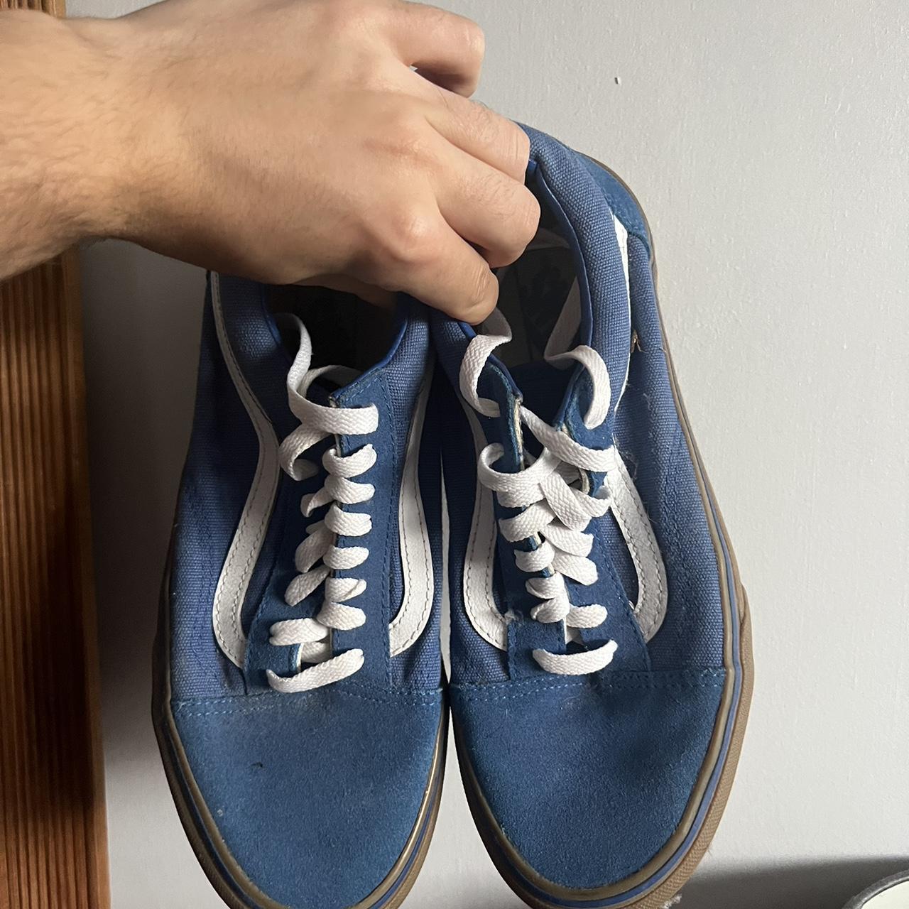 Blue old skool vans with a gum sole. Worn handful of... - Depop