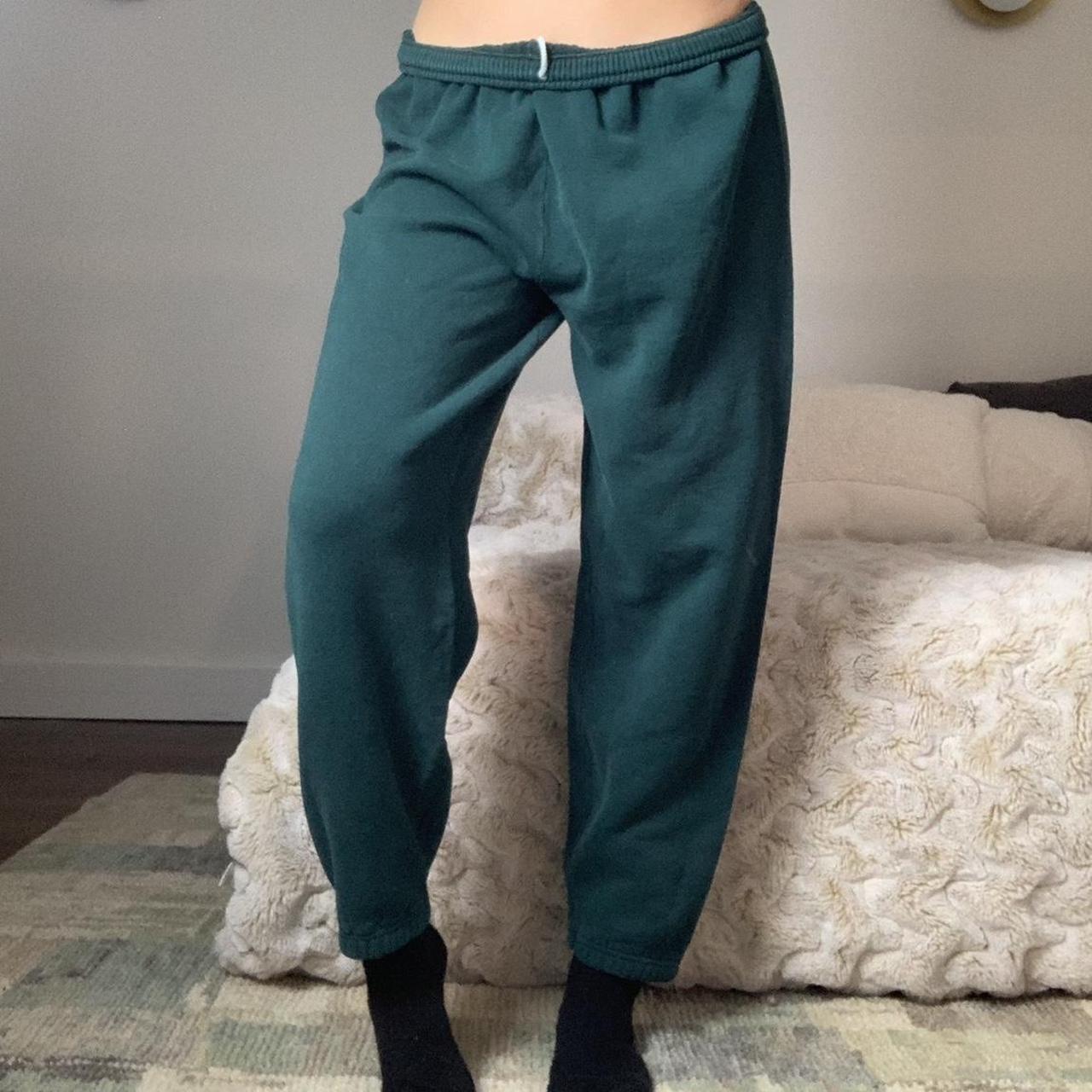 Dark green fruit of the loom sweatpants with... - Depop