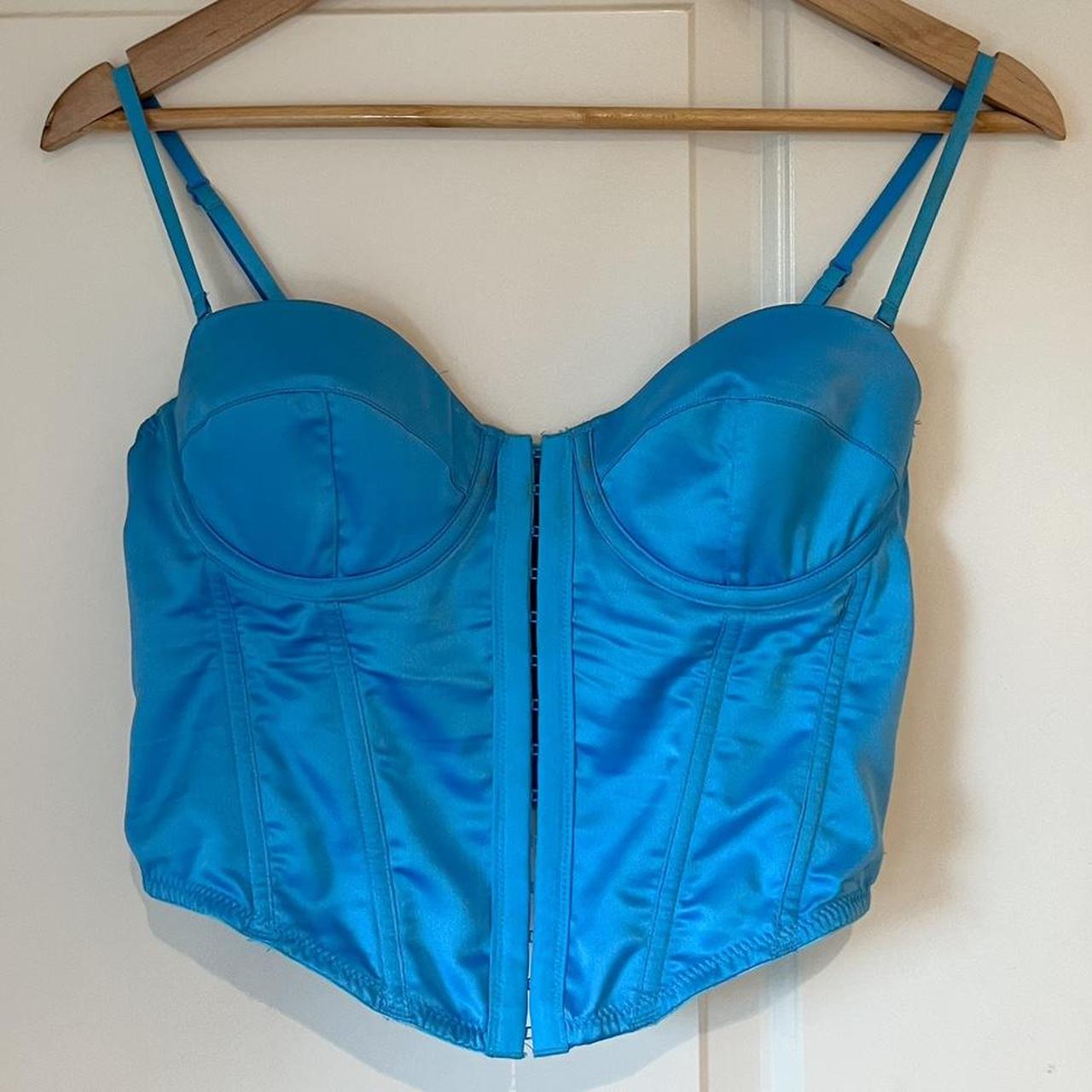 Glassons Corset Top Blue Size 10 Silky Depop