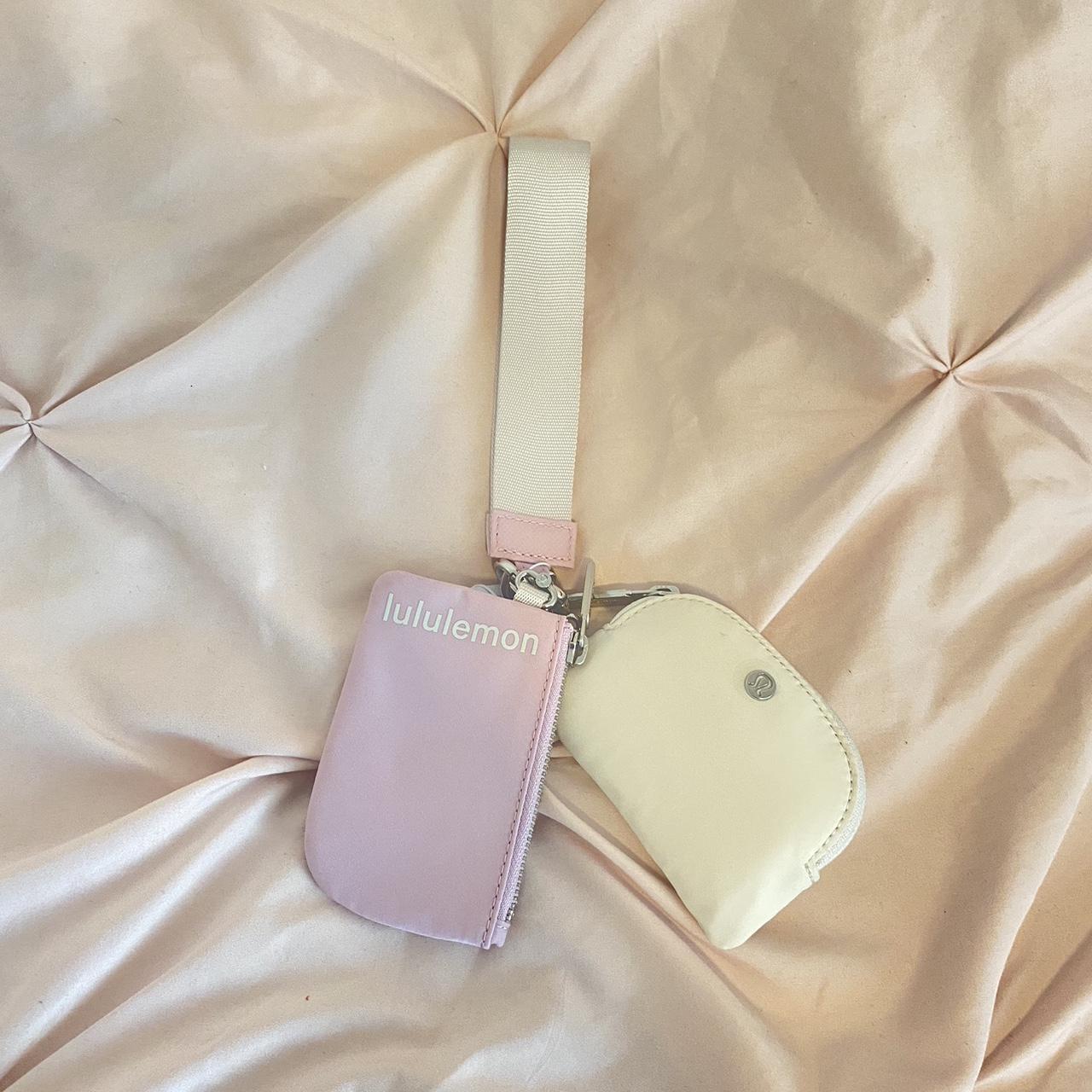 lululemon dual pouch wristlet • pink peony / opal... - Depop