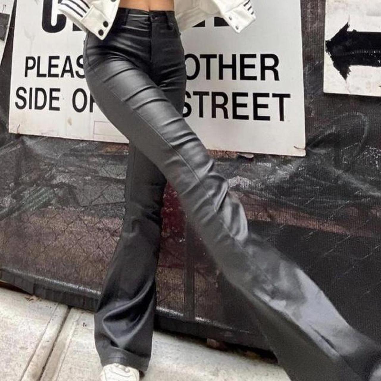 The Luna High Waist Faux Leather Trousers In Black