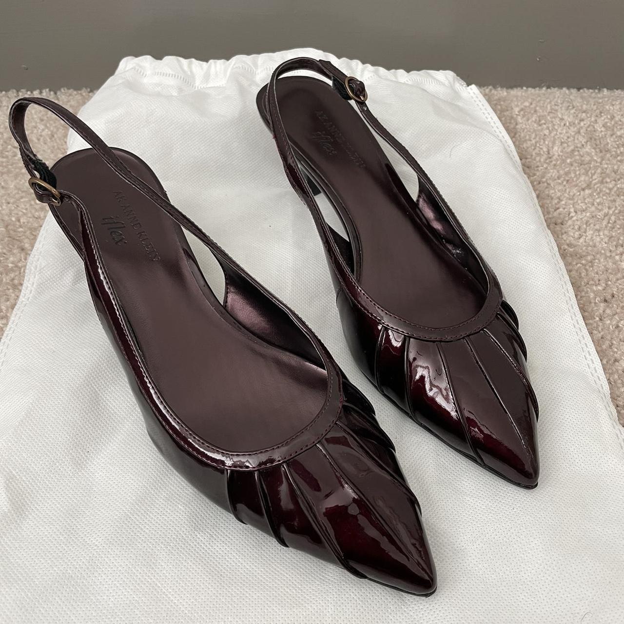 BURGUNDY KITTEN HEELS PERFECT CONDITION, NEW WITH... - Depop