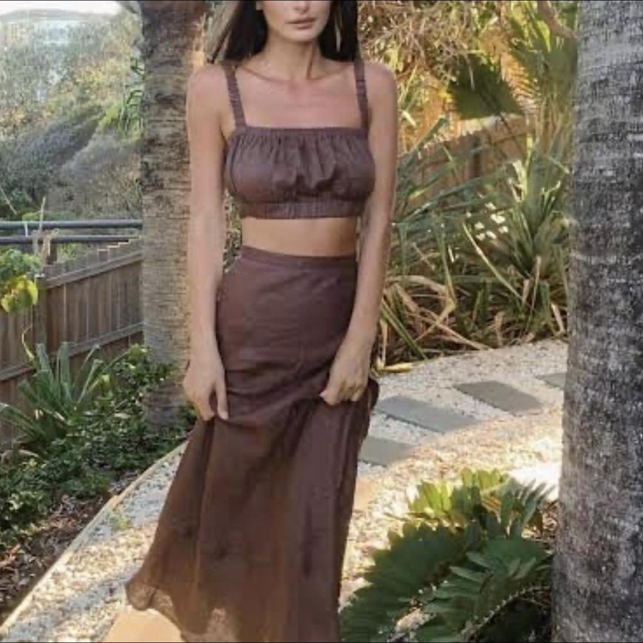 Dissh boutique/ cute crop/ brown/ linen collection/... Depop