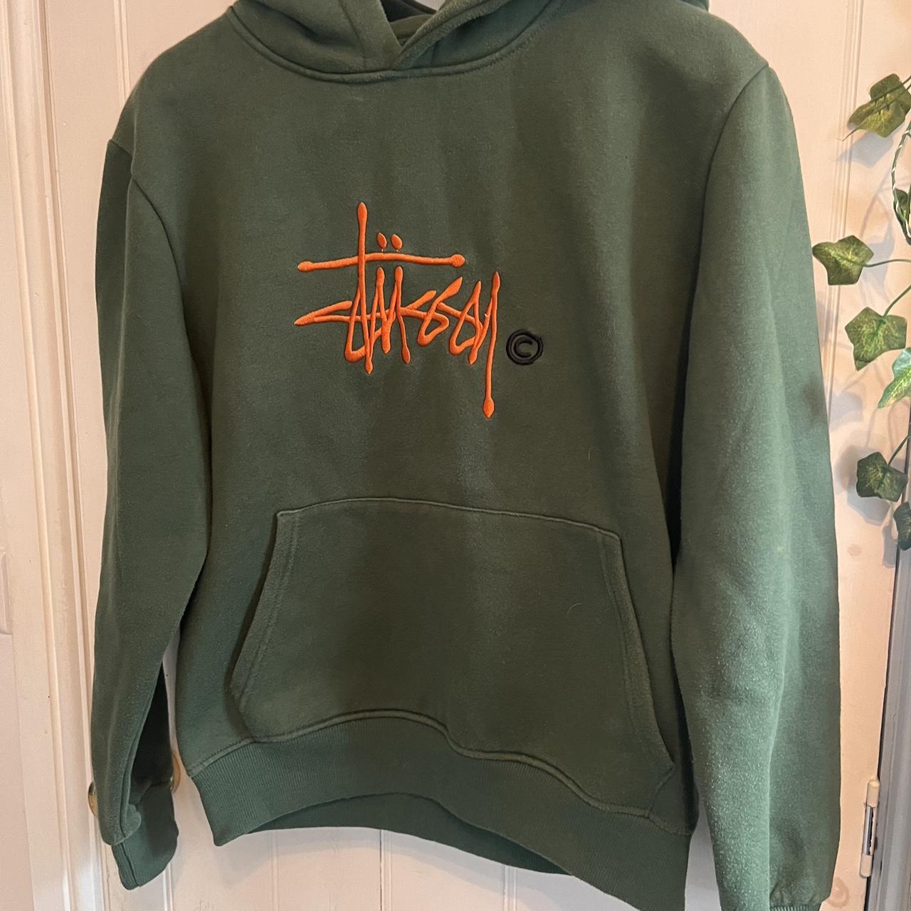 Vintage stussy hoodie jumper sweatshirt green and