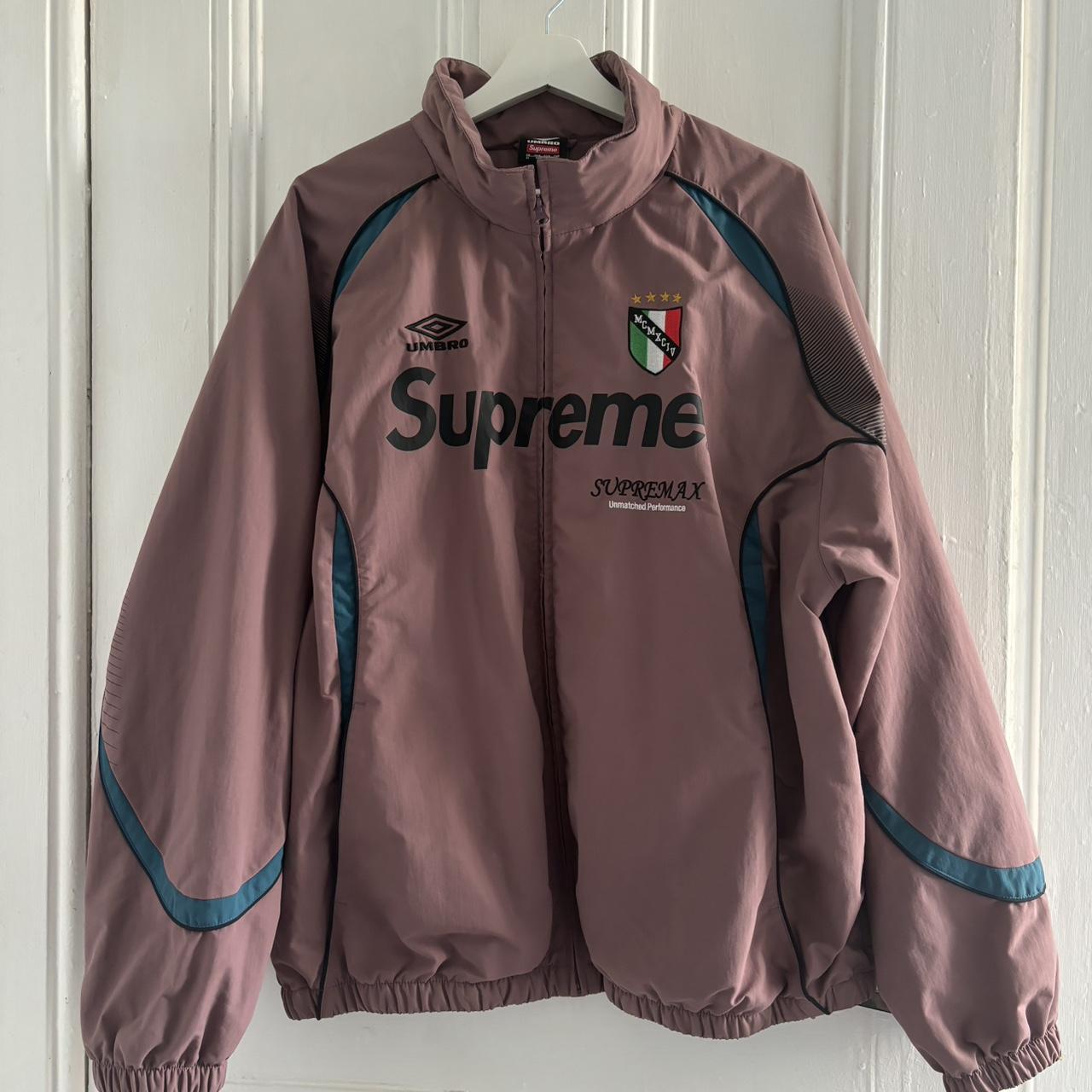 Supreme X Umbro Track Jacket in dusty plum. Worn... - Depop