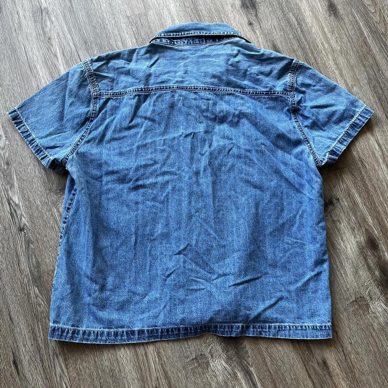 vintage old navy denim short sleeved button down.... - Depop