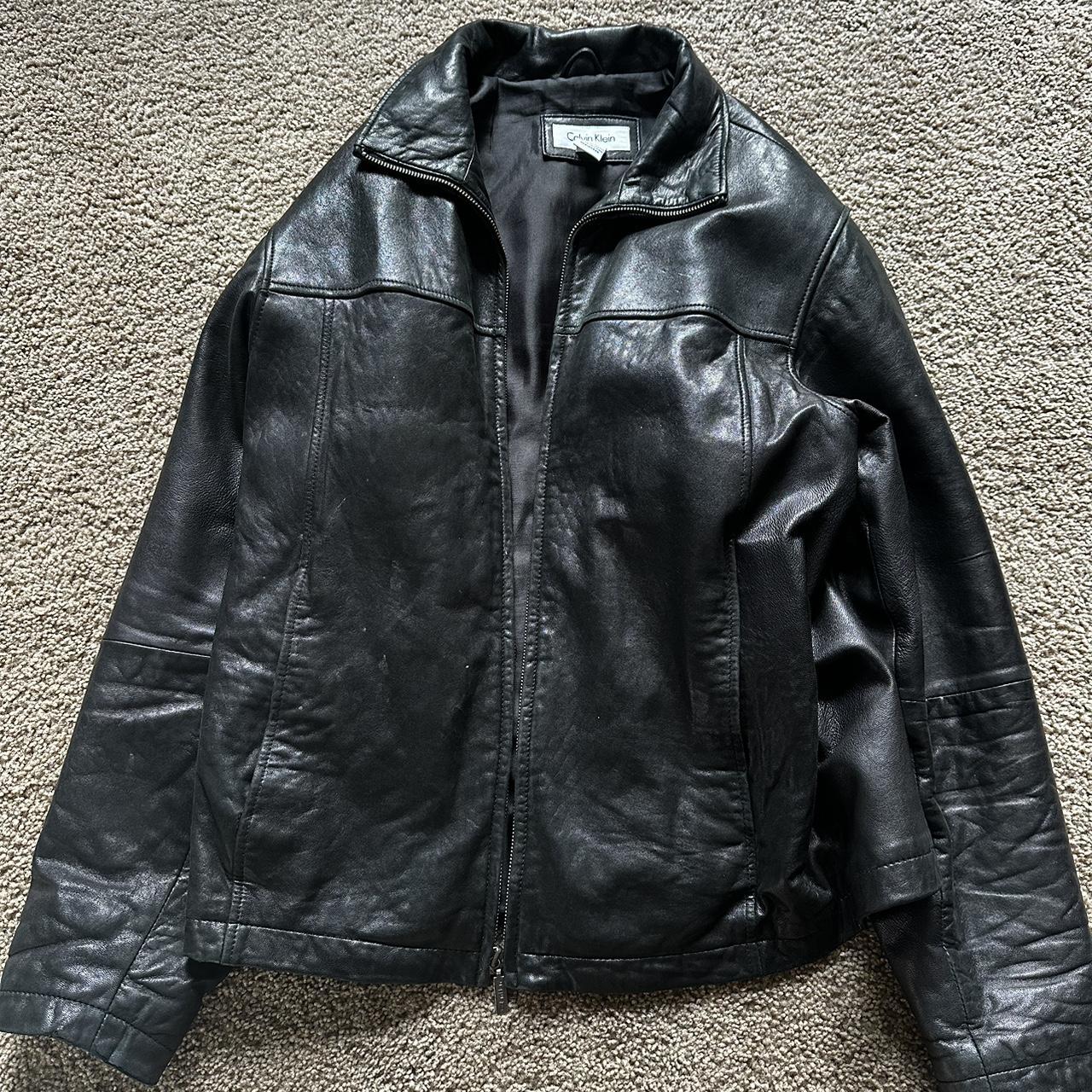 Calvin klein genuine leather jacket on sale