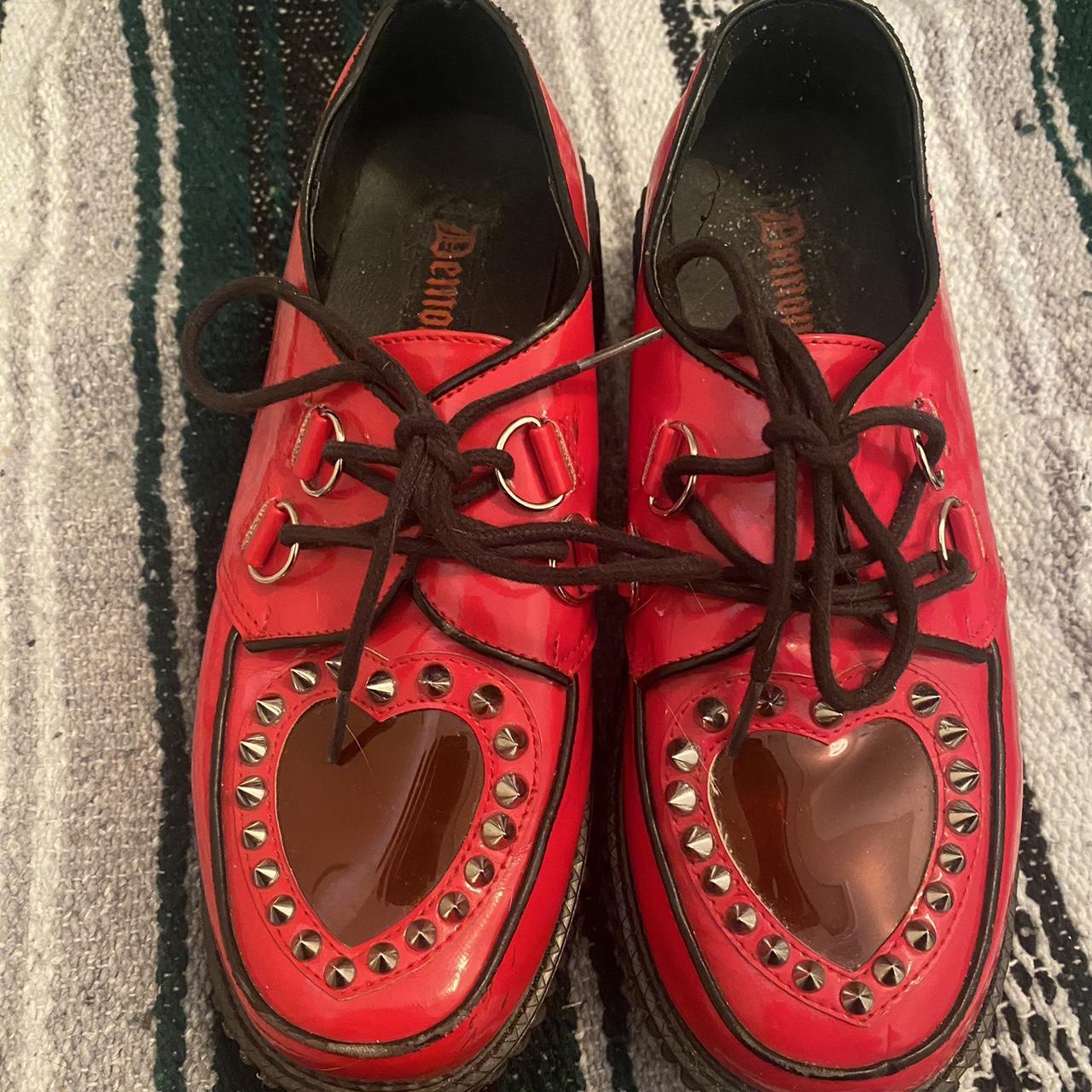 Demonia creepers with heart cut out i couldnt find... - Depop
