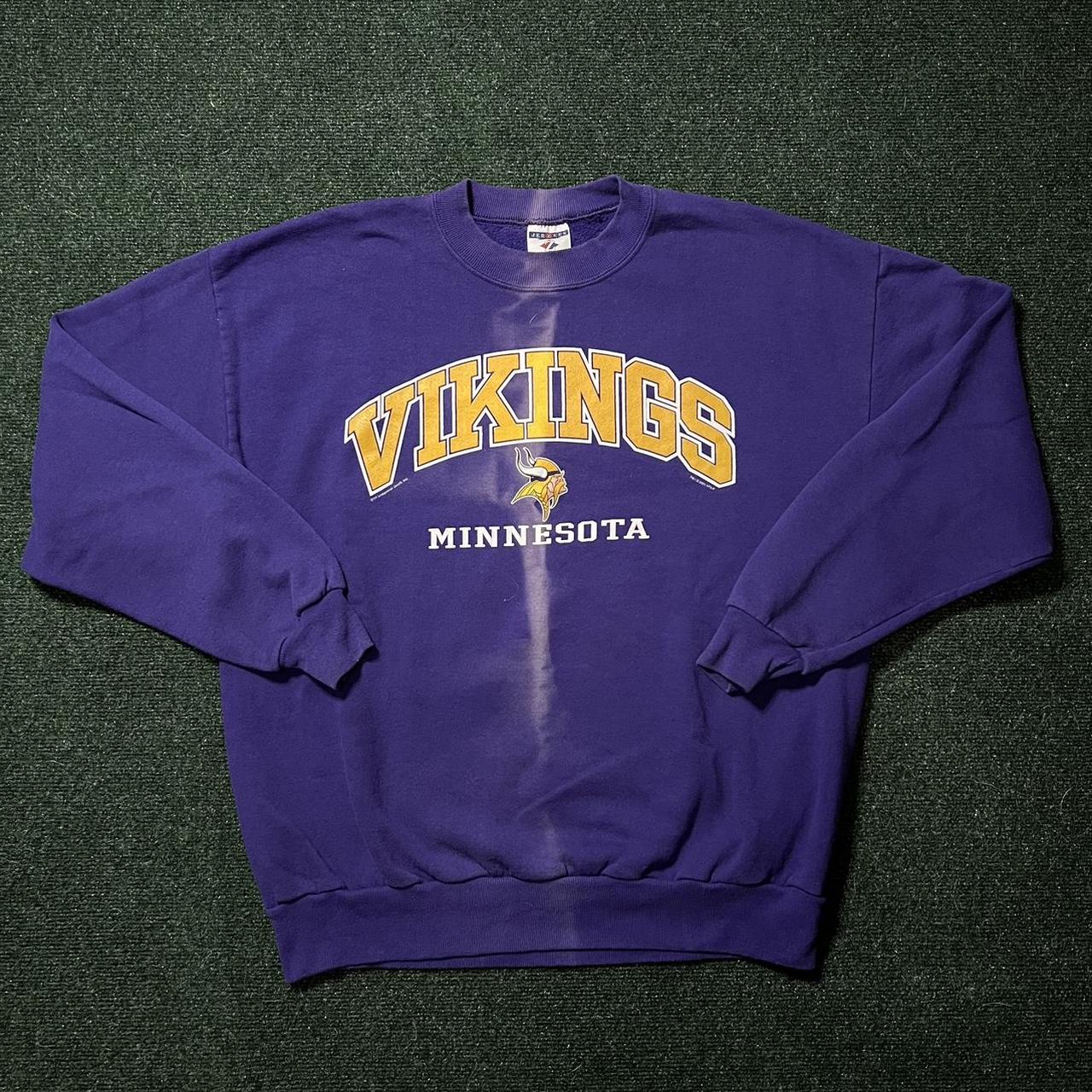 Vintage Minnesota Vikings sweatshirt in yellow. From - Depop