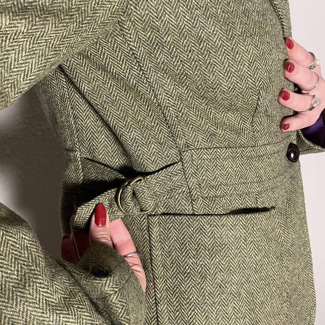 Vintage 100% wool J.Crew herringbone green blazer | Depop