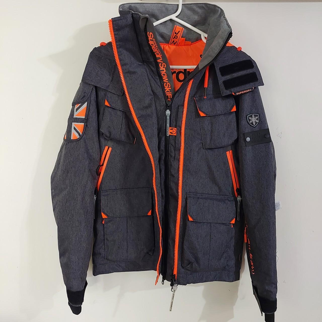 Superdry Men's Grey and Orange Jacket Depop