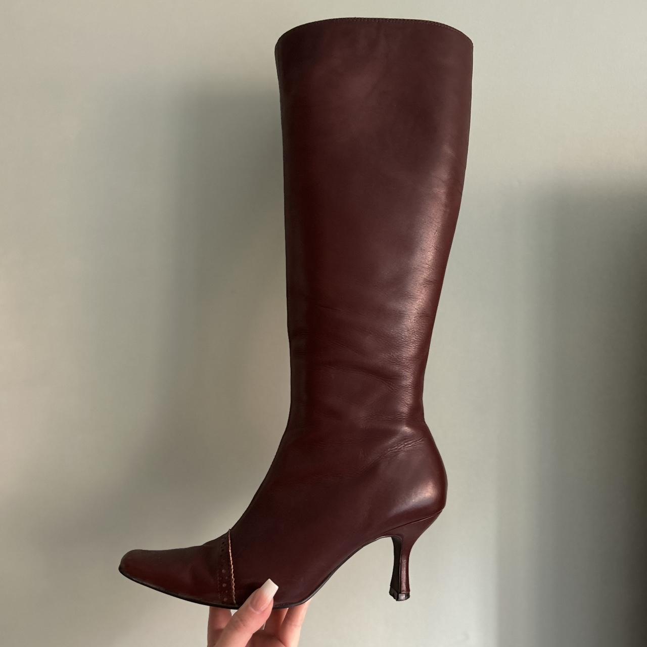 Women's Burgundy Boots | Depop
