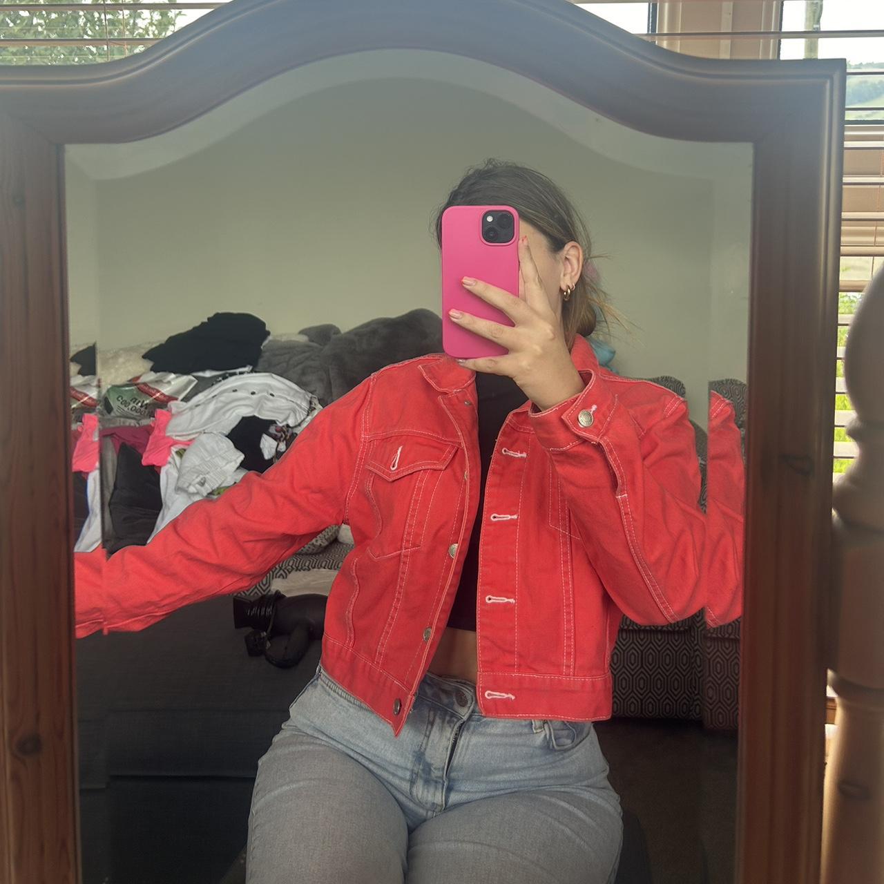 New fashion look red denim jacket