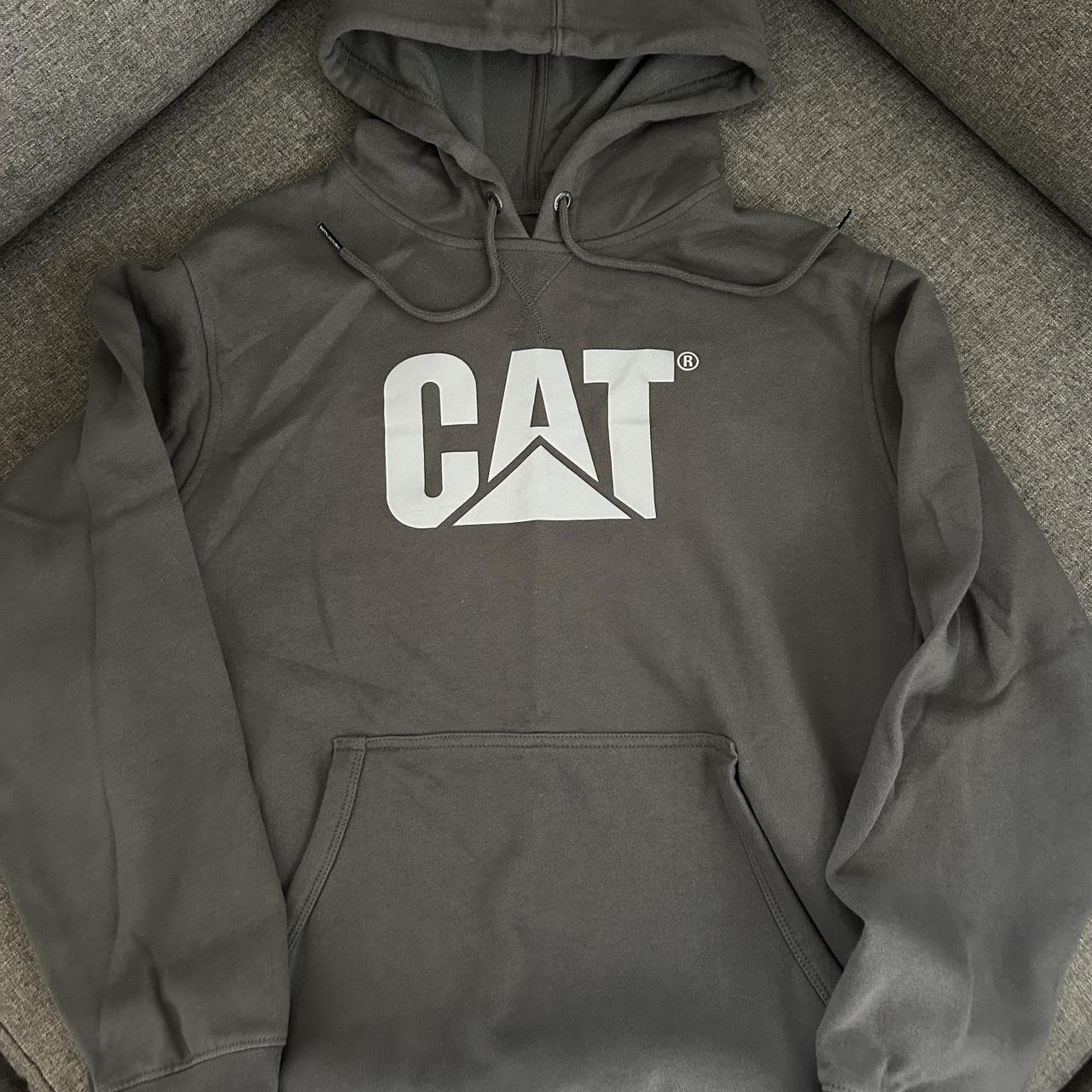 CATERPILLAR (CAT) GREY HOODIE only worn once,... Depop