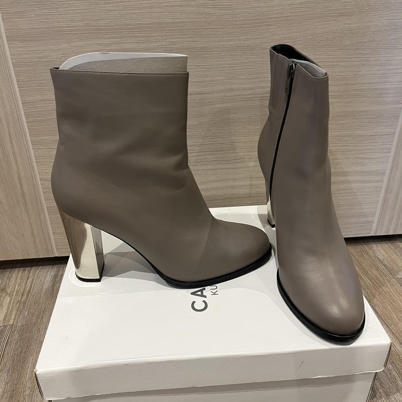 Carvela Grey boots with silver heels. Worn with