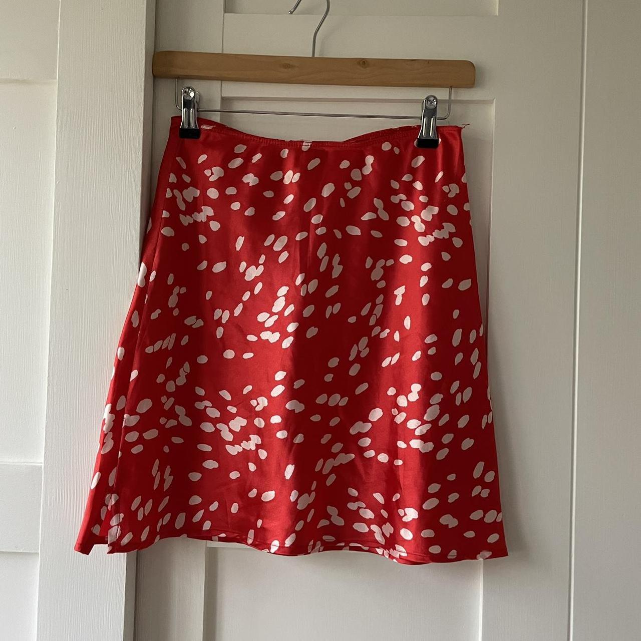 Topshop Women's Red and White Skirt | Depop