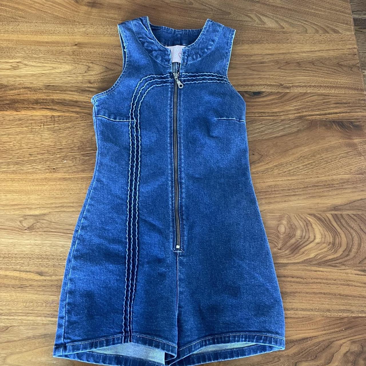 Revive denim romper Never worn, too small on me as... - Depop