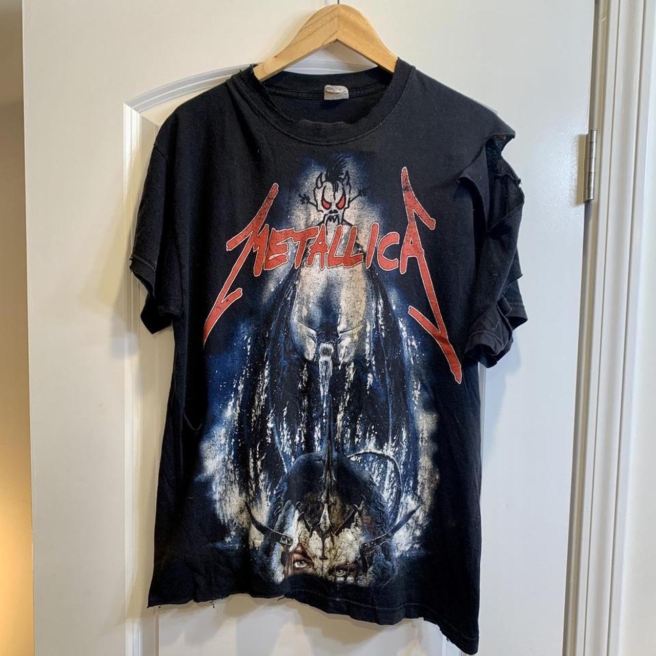 Vintage Cut Up Distressed Metallica Band... - Depop