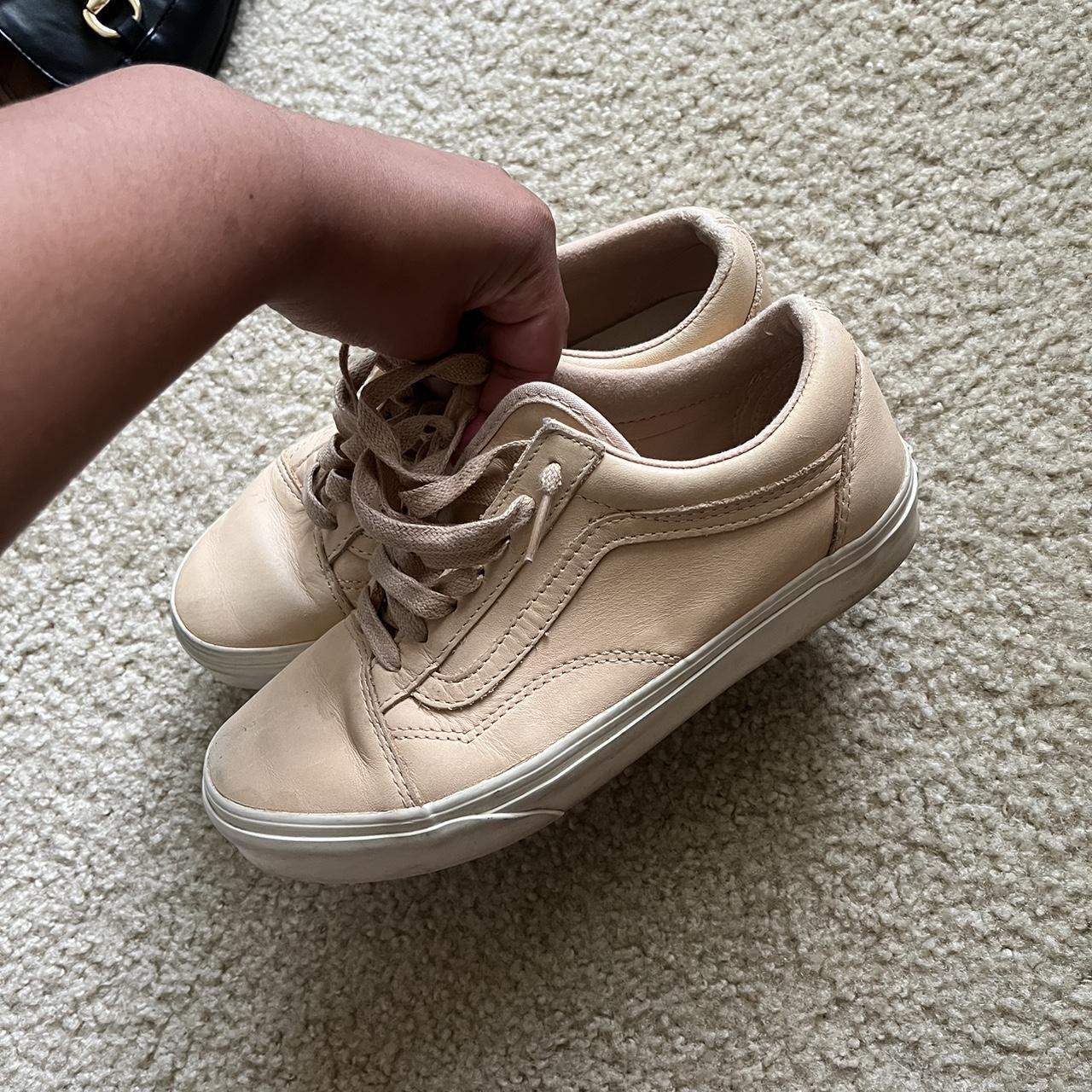 Peach leather vans on sale