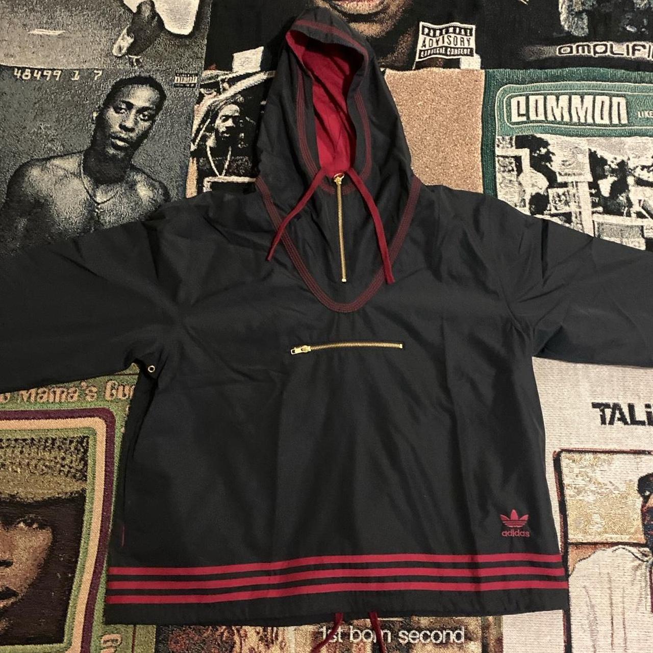 Adidas black red striped jacket online