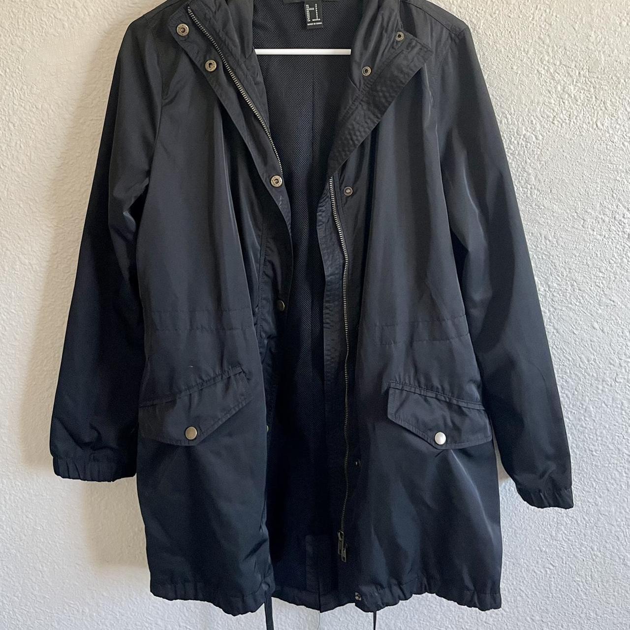 Black long rain coat/ trench coat. - Depop