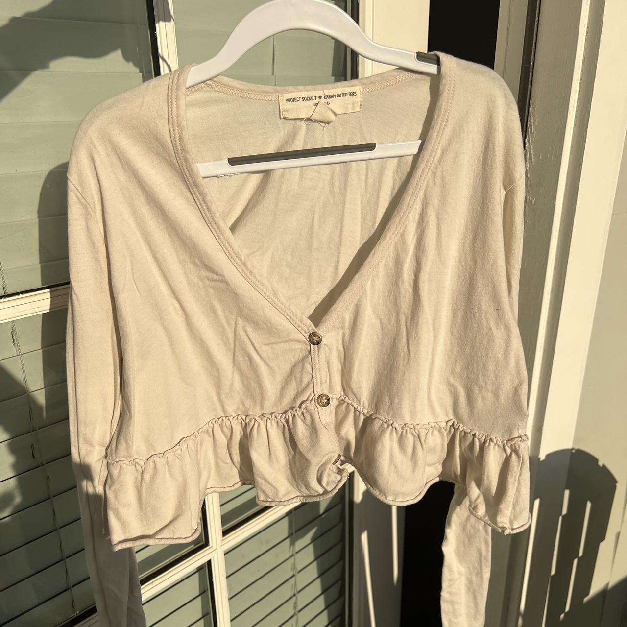 Women S Cream And Tan Crop Top Depop