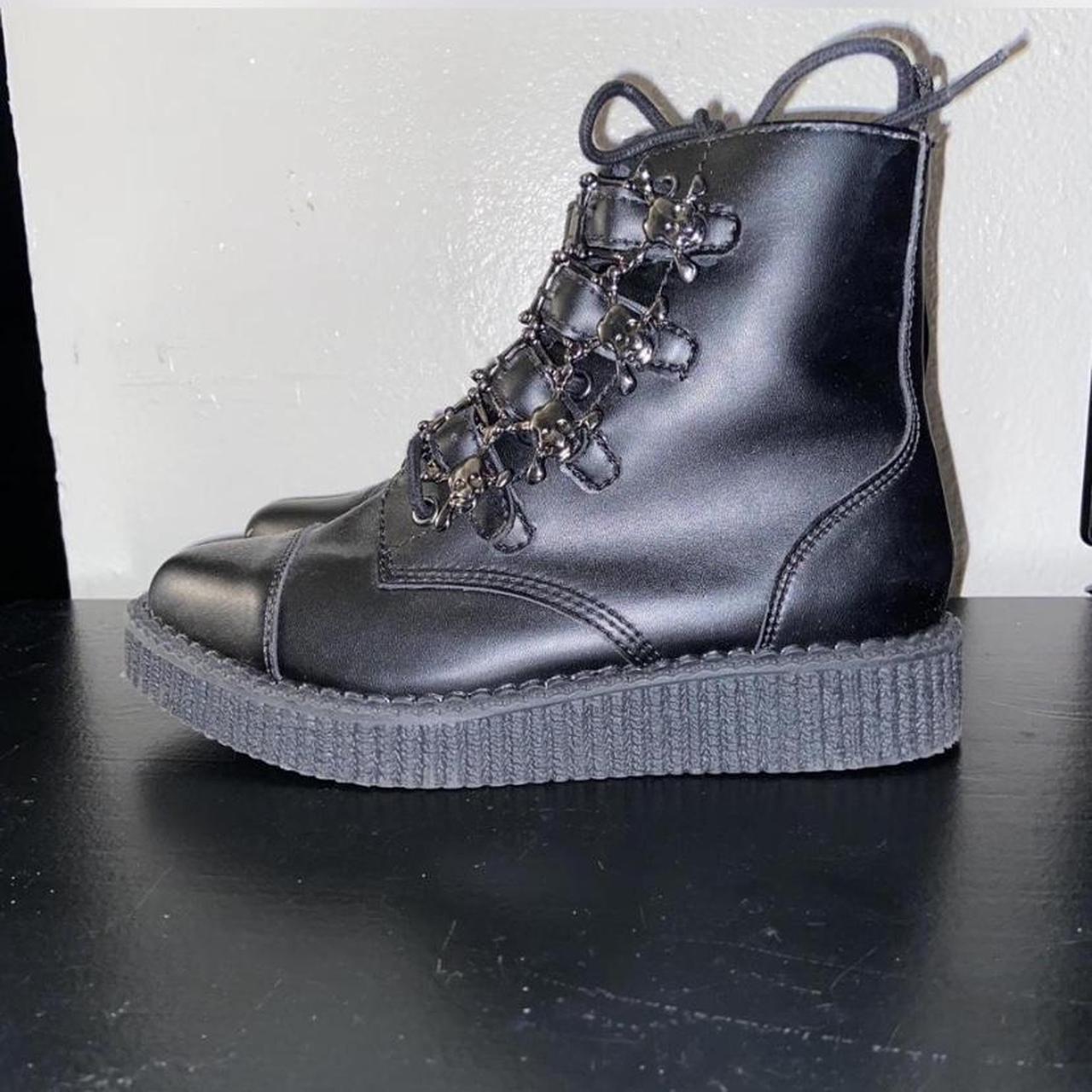 TUK Creepers Black Skull Buckle Pointed