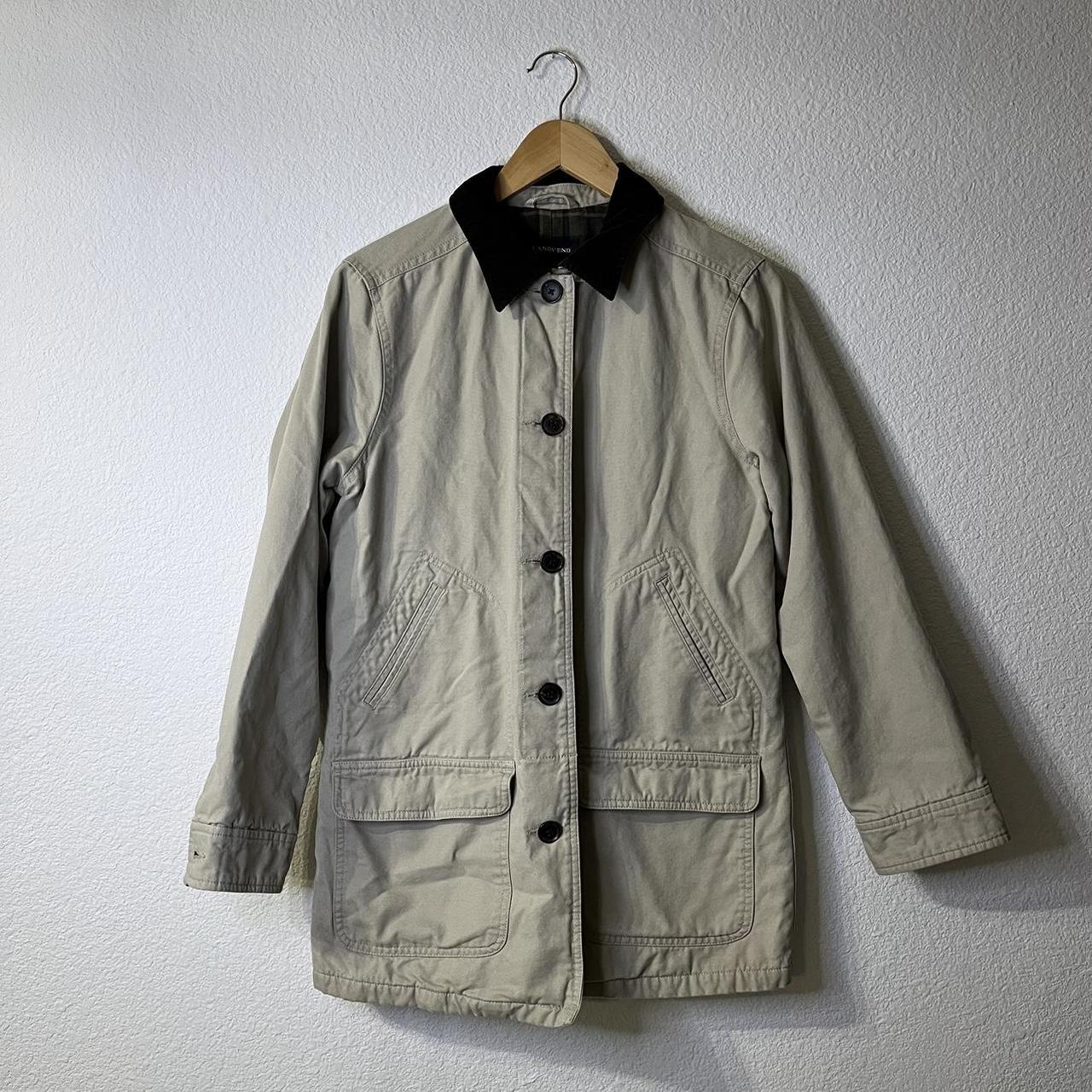 Vintage Land’s End khaki jacket Men’s S Excellent... - Depop